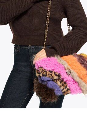 KURT GEIGER LARGE FAUX FUR SHOULDER BAG